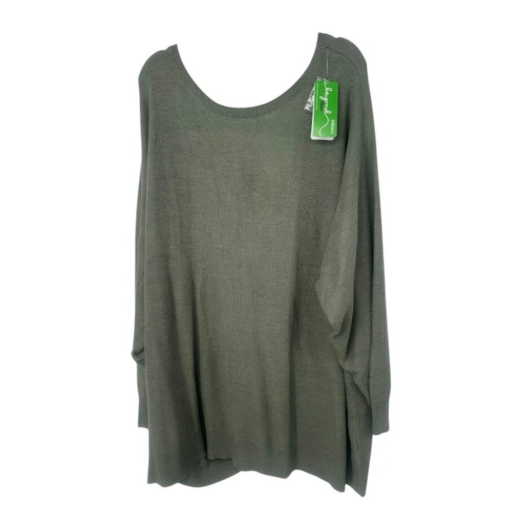 Zuda Sweater Womens 4X Green EcoVero Viscose Ruched Reversible Knit Pullover